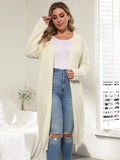 [Plus Size] Solid Color 1960s Knitted Long Cardigan