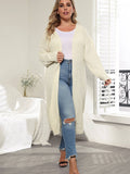 [Plus Size] Solid Color 1960s Knitted Long Cardigan