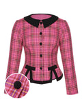 [Pre-Sale] Pink 1950s Woven Plaids Long Sleeve Coat
