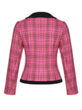 [Pre-Sale] Pink 1950s Woven Plaids Long Sleeve Coat