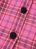 [Pre-Sale] Pink 1950s Woven Plaids Long Sleeve Coat