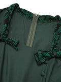 [Pre-Sale] Green 1950s Solid Bow Square Collar Dress
