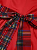 [Pre-Sale] Red 1950s Christmas Plaids Off-Shoulder Dress