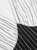 [Pre-Sale] Black&White 1930s Striped Deep V-Neck Patchwork Dress