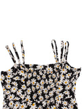 [Plus Size] Black 1950s Spaghetti Strap Daisy Dress