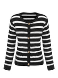 Black & White 1940s Stripe Knitted Cardigan
