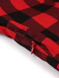 [Plus Size] Red & Black 1950s Plaid Lapel Dress With Belt