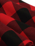 [Plus Size] Red & Black 1950s Plaid Lapel Dress With Belt