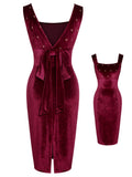 [Pre-Sale] Wine Red 1960s Velvet Elk Bow Dress