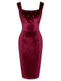 [Pre-Sale] Wine Red 1960s Velvet Elk Bow Dress