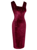 [Pre-Sale] Wine Red 1960s Velvet Elk Bow Dress