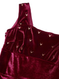 [Pre-Sale] Wine Red 1960s Velvet Elk Bow Dress
