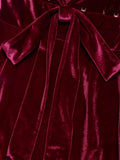 [Pre-Sale] Wine Red 1960s Velvet Elk Bow Dress