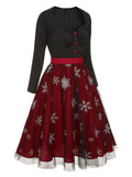 [Pre-Sale] Black&Red 1950s Christmas Snowflake Mesh Dress