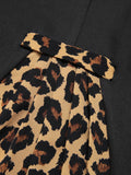 [Pre-Sale] Black 1960s Raw Hem Leopard Asymmetric Wrap Dress