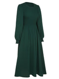 Green 1940s Top Elastic Regular Sleeve Dress