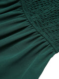 Green 1940s Top Elastic Regular Sleeve Dress