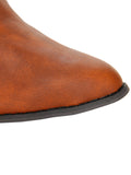 Solid Pointed Toe Cowboy Style Wedged Boots