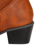 Solid Pointed Toe Cowboy Style Wedged Boots