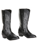 Solid Pointed Toe Cowboy Style Wedged Boots