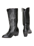 Solid Pointed Toe Cowboy Style Wedged Boots