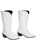 Solid Pointed Toe Cowboy Style Wedged Boots