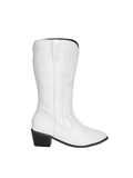 Solid Pointed Toe Cowboy Style Wedged Boots