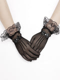 Vintage Bow Lace Stretch Fishnet Gloves