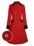 [Pre-Sale] Red & Black 1950s Lapel Button Pocket Coat