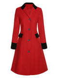 [Pre-Sale] Red & Black 1950s Lapel Button Pocket Coat
