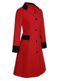 [Pre-Sale] Red & Black 1950s Lapel Button Pocket Coat