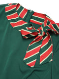 [Pre-Sale] Green 1940s Stripe Patchwork Dress With Belt