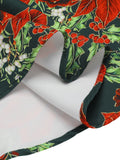 [Pre-Sale] Green 1950s V-Neck Floral Patchwork Dress