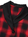 [Pre-Sale] Black&Red 1950s Gingham Plaid Button Lapel Dress