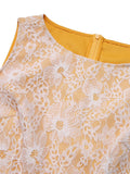 [Pre-Sale] Yellow 1960s Solid Lace Patchwork Belt Dress