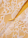 [Pre-Sale] Yellow 1960s Solid Lace Patchwork Belt Dress