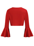 1950s Solid Christmas Trumpet Sleeved Jacket