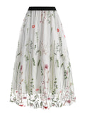 1950s Floral Embroidered Mesh Skirt