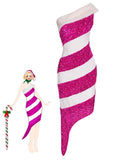 [Pre-Sale] Pink 1960s Christmas Candy Cane Off-Shoulder Dress
