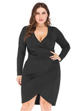 [Plus Size] 1960s Solid V-Neck Pencil Dress