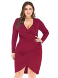 [Plus Size] 1960s Solid V-Neck Pencil Dress