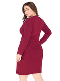 [Plus Size] 1960s Solid V-Neck Pencil Dress