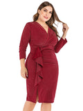 [Plus Size] 1960s Glitter V-Neck Side Slit Dress