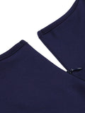 [Plus Size] Dark Blue 1950s Keyhole Swing Dress