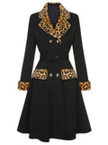 [Pre-Sale] Black 1950s Leopard Lapel Pocket Coat