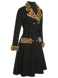 [Pre-Sale] Black 1950s Leopard Lapel Pocket Coat
