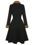 [Pre-Sale] Black 1950s Leopard Lapel Pocket Coat