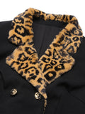 [Pre-Sale] Black 1950s Leopard Lapel Pocket Coat