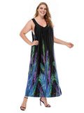 [Plus Size] 1930s Bohemian Feather Print Shift Dress