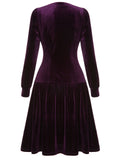 [Pre-Sale] Purple 1940s Solid Velvet Buttons Dress